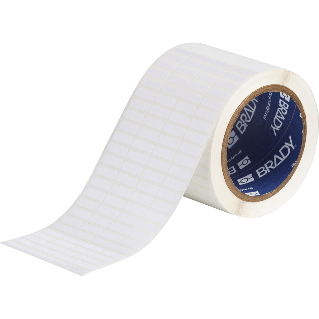 Product image for Brady THT-1-423-10 Glossy Polyester Labels, 0.25" H x 0.75" W, 10000 Labels, White