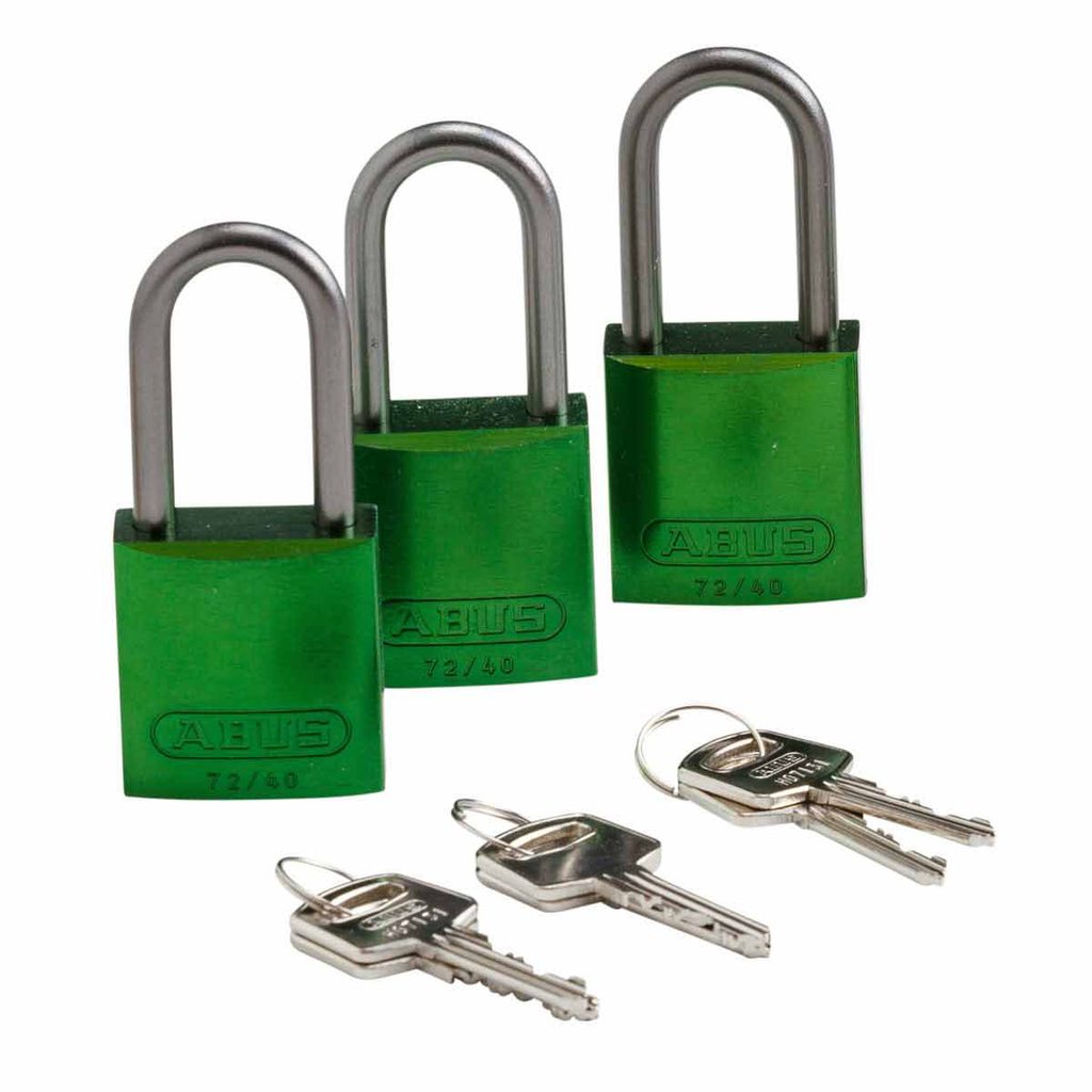 Product image for Brady 105881 ABUS Standard Size Aluminum Padlocks - 6-Pin Cylinder, 1.5 in. Shackle Clearance, Keyed Alike
