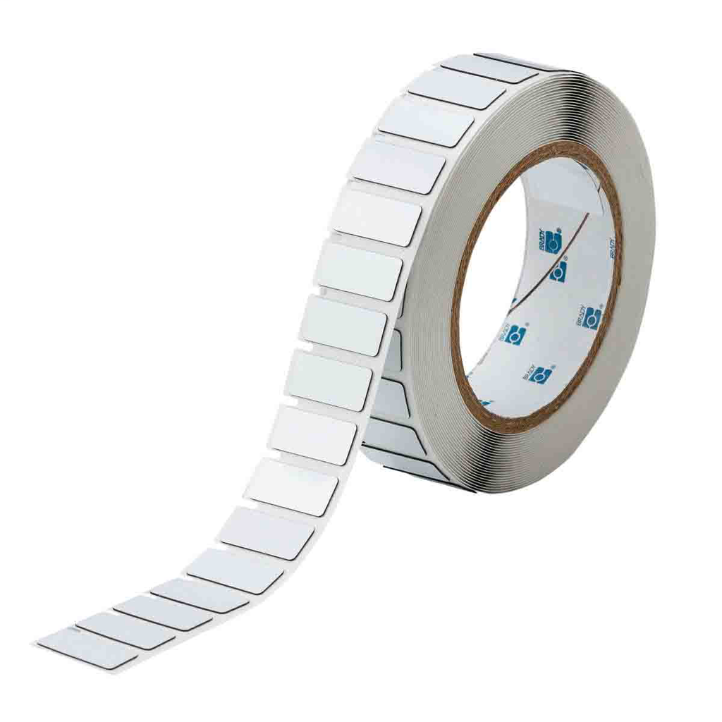 Product image for Brady THTEP-171-593-.5 Foam Backed Raised Panel Labels, 0.49" H x 1.06" W, White, Roll of 500 Labels