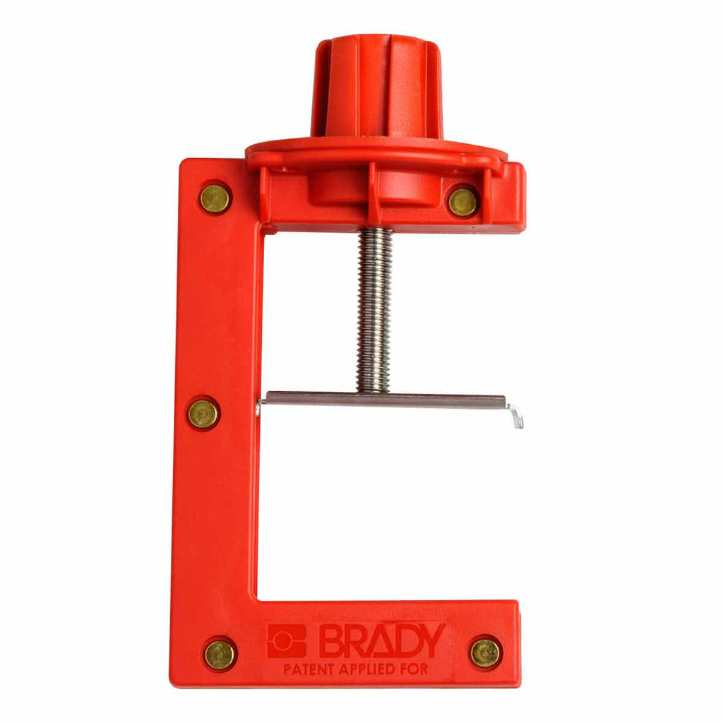 Product image for Brady 121505 Butterfly Valve Lockouts 7.07 in H x 3.75 in W x 1 in D Nylon Red