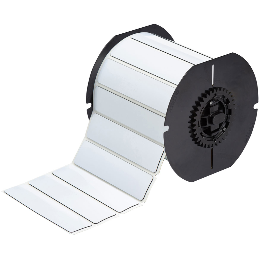 Product image for Brady B30EP-174-593-WT B30 Series Raised Panel Polyester Labels, 1" H x 4" W, Roll of 300 Labels, White