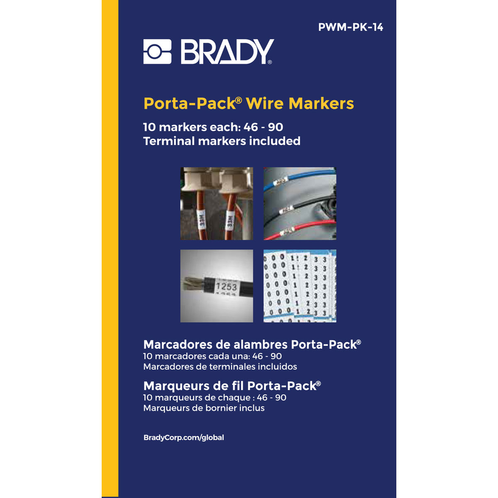 Product image for Brady PWM-PK-14 Porta-Pack® Wire Marker Book - Repositionable Vinyl Cloth, Legend 46 to 90