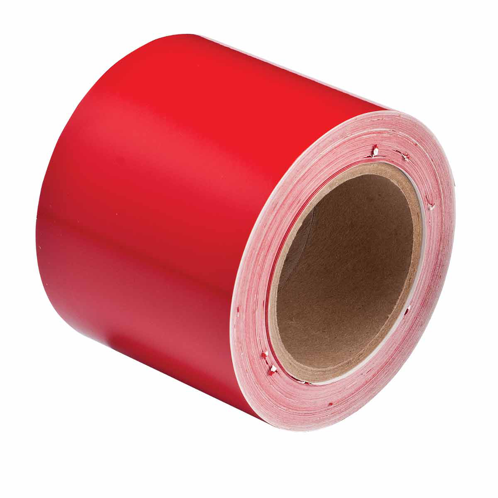 Product image for Brady 36288 Solid Color Banding Tape for Pipe Marking - Roll Form, Pressure Sensitive Vinyl, Red, 4" x 30'