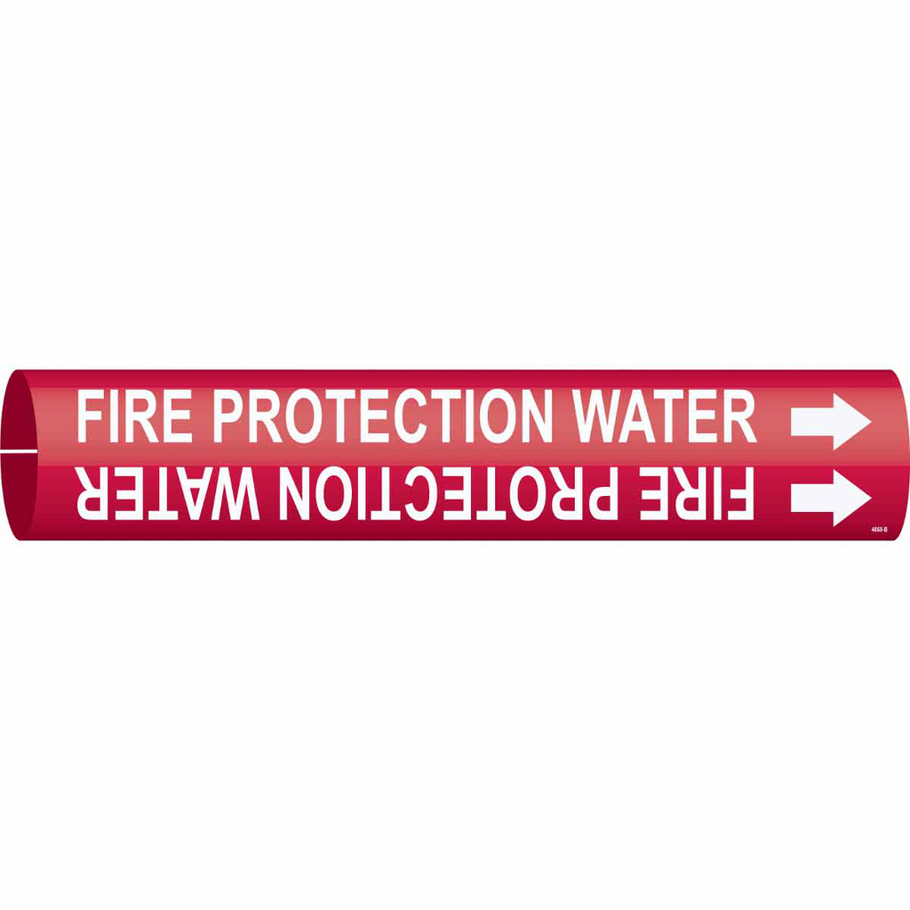 Product image for Brady 4060-B FIRE PROTECTION WATER Pipe Marker, Fits Pipes 1.5" Dia. Thru 2.375" Dia.