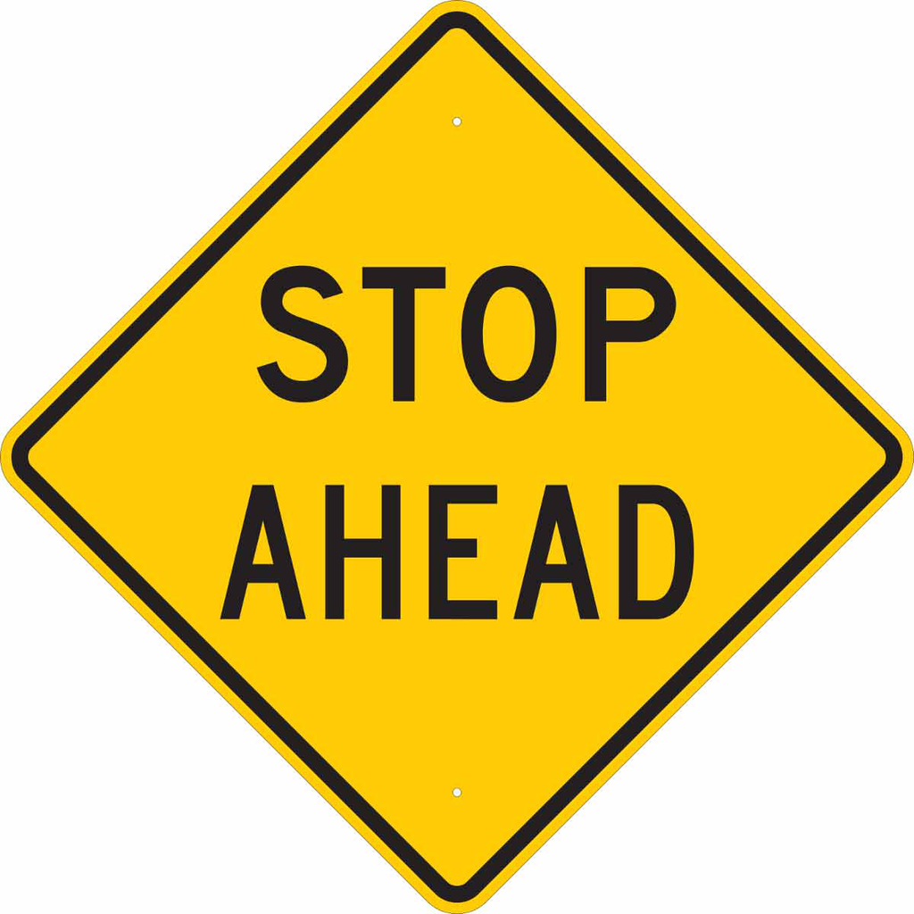 Product image for Brady 80073 Stop Ahead Sign, 18" H x 18" W x 0.090" D, Aluminum
