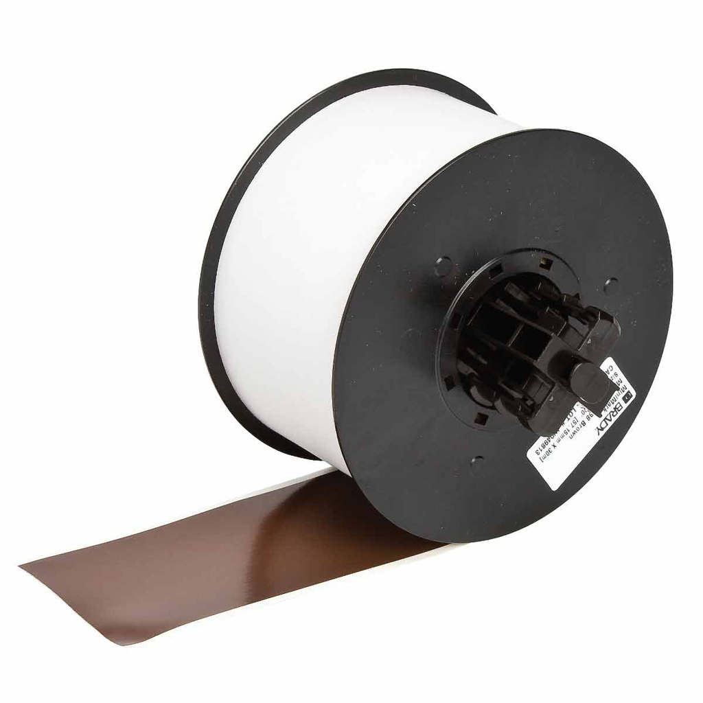 Product image for Brady 115760 MiniMark Series Indoor-Outdoor Vinyl Labels, 2.25" W x 100' L, Brown, Acrylic