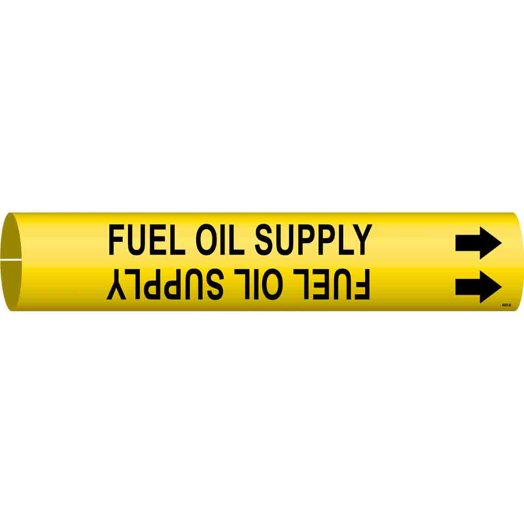 Product image for Brady 4065-B Fuel Oil Supply Pipe Marker, 0.875" H x 0.875" W, Fits Pipes 1.5" Dia. Thru 2.375" Dia.