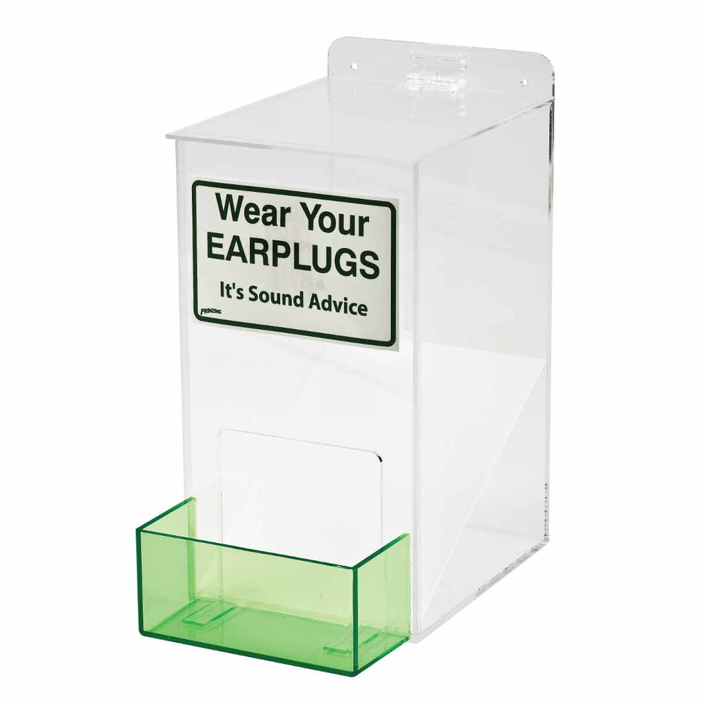 Product image for Brady EPD Ear Plug Dispenser, 13.0" H x 6.0" W x 8.0" D, Clear/Green