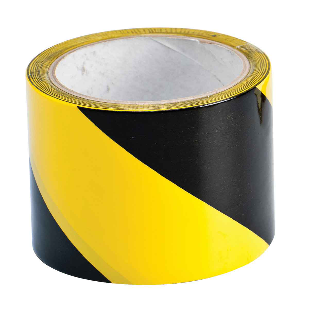 Product image for Brady 55303 Marking Tape Roll - High Performance Vinyl, Diagonal Stripes, Black on Yellow, 3" x 18 Yds