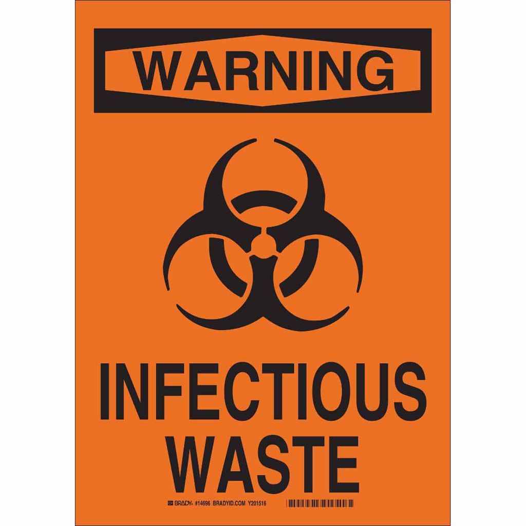 Product image for Brady 14678 WARNING Soiled Linens Sign, 10" H x 7" W x 0.06" D, Polystyrene
