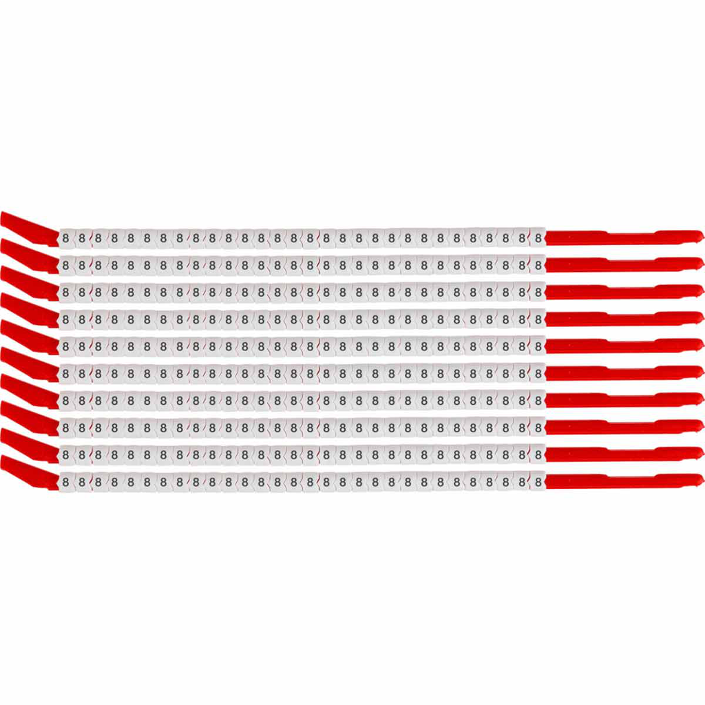 Brady SCN10-8 ClipSleeve 8 Wire Markers, Pack of 10 Each, 14 AWG, Maximum Wire Dia, 0.134" Product image for Brady SCN10-8 ClipSleeve 8 Wire Markers, Pack of 10 Each, 14 AWG, Maximum Wire Dia, 0.134"