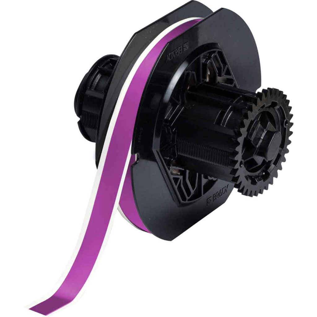 Product image for Brady B30C-500-569-PL B30 Series Low Halide Polyester Labels, 0.5" W x 100' L, Purple