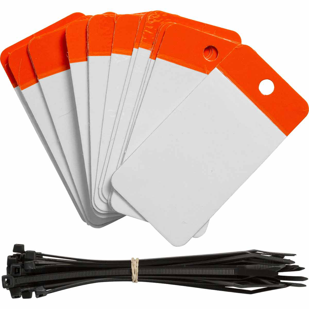 Product image for Brady 102021 Self-Laminating Blank Tags, 5" H x 2.5" W, Polyester, Orange