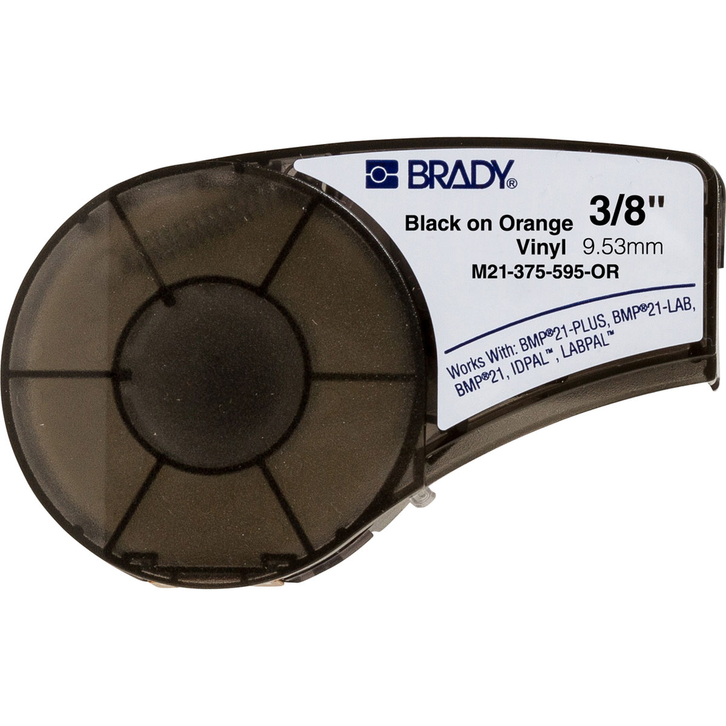 Product image for Brady M21-375-595-OR BMP21 Series Indoor/Outdoor Vinyl Labels 0.375" W x 21' L, Orange