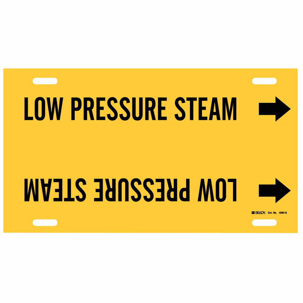 Product image for Brady 4092-G Low Pressure Steam Pipe Marker, 10" H x 24" W, Fits Pipes 8" Dia. Thru 9.875" Dia.