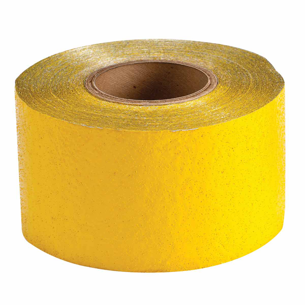 Product image for Brady 78264 Pavement Marking Tape, Retroreflective Tape, Reflective Yellow, 4" x 150'