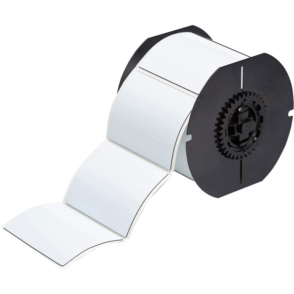 Product image for Brady B30EP-177-593-WT B30 Series Raised Panel Polyester Labels, 2.5" H x 3" W, Roll of 125 Labels, White