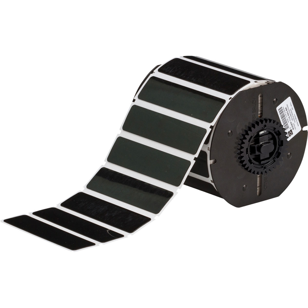 Product image for Brady B30EP-174-593-BK B30 Series Raised Panel Polyester Labels, 1" H x 4" W, Roll of 300 Labels, Black