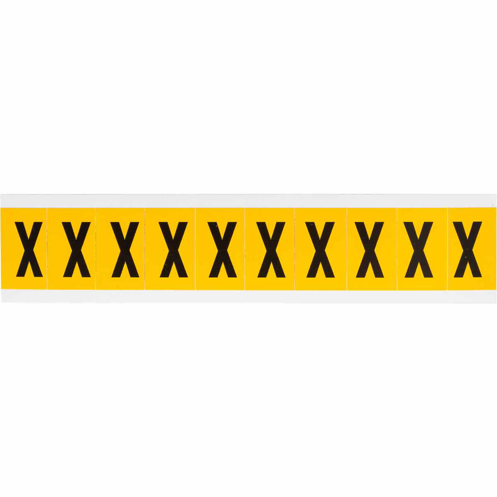 Product image for Brady 1530-X 15 Series Pressure Sensitive Vinyl Letter Labels - 1" H, Black on Yellow, X