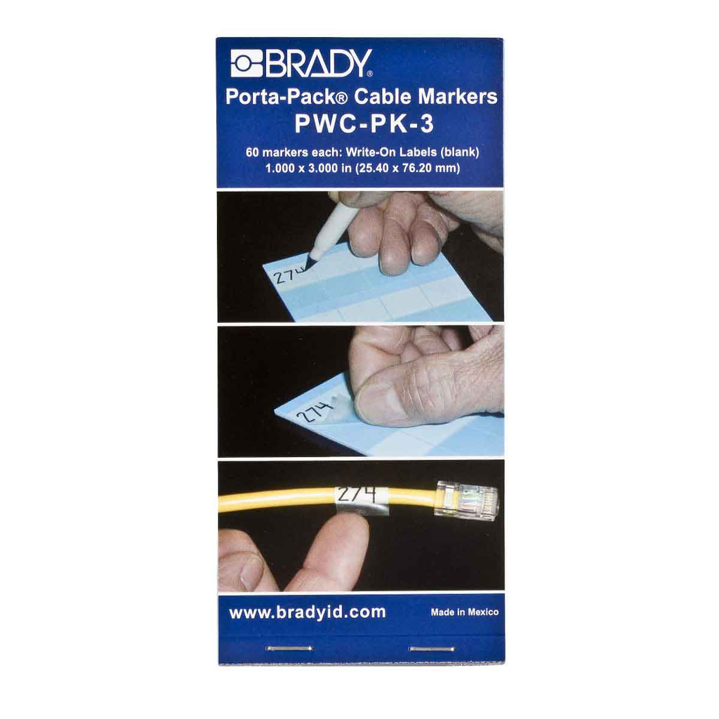 Product image for Brady PWC-PK-3 Porta-Pack Write-on Wire Marker Pages, Quantity per Card or Sheet 6