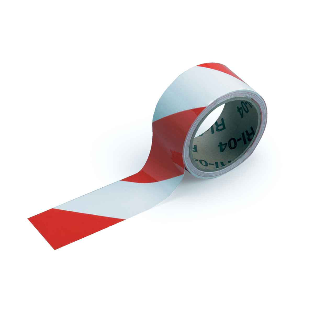 Product image for Brady 55296 Marking Tape Roll - High Performance Vinyl, Diagonal Stripes, Red on White, 2" x 18 yd
