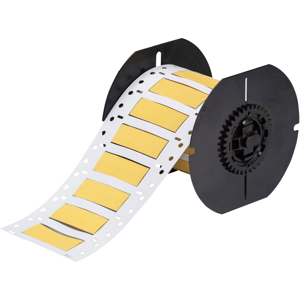 Product image for Brady B33-375-2-342YL B33 Series PermaSleeve Single-sided Polyolefin Wire Marking Sleeves, 0.375" Dia x 2" W, Yellow, Roll of 500