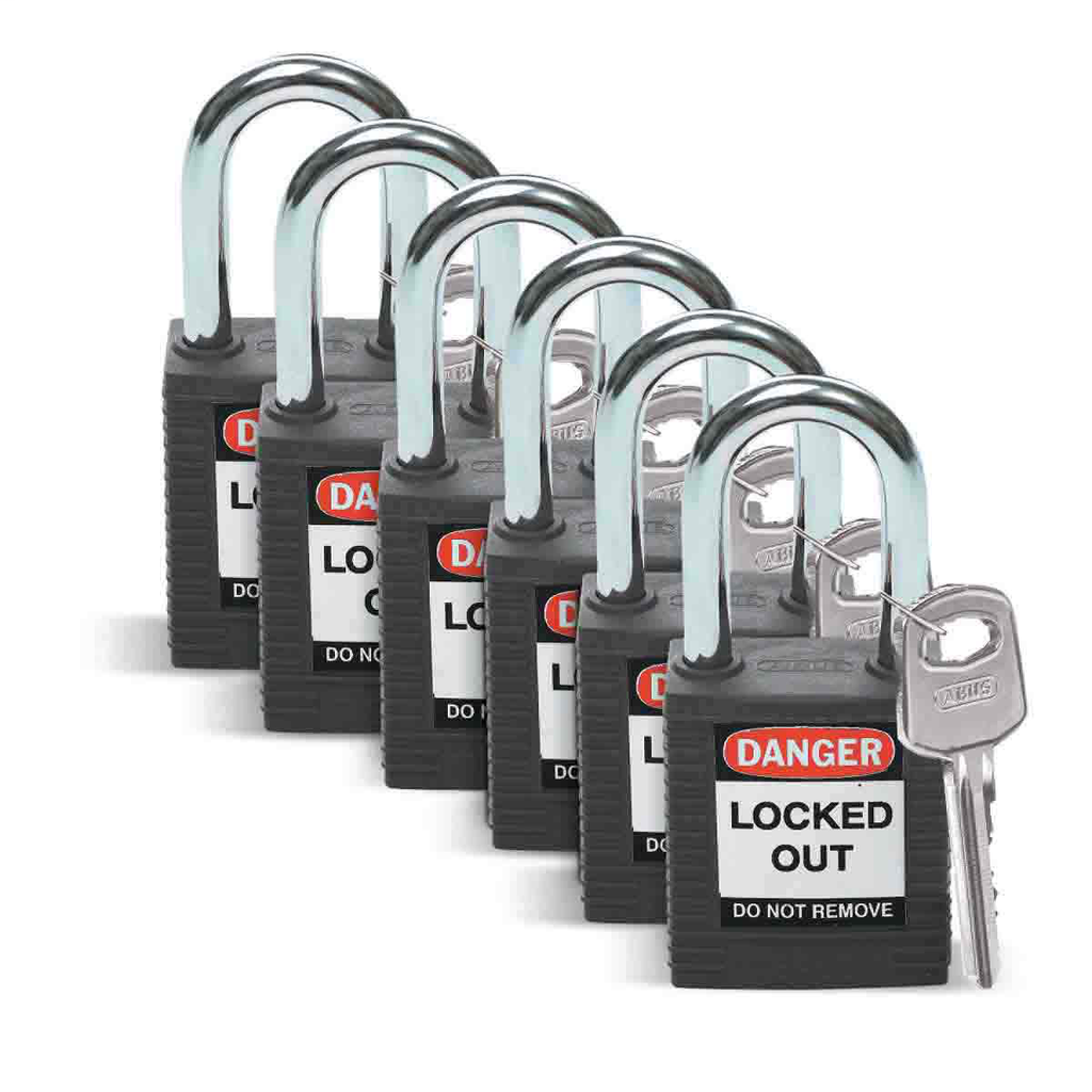 Product image for Brady 51353 Nonconductive Nylon Padlocks - 6-Pin Cylinder, 1.5 in. Shackle Clearance, Keyed Different