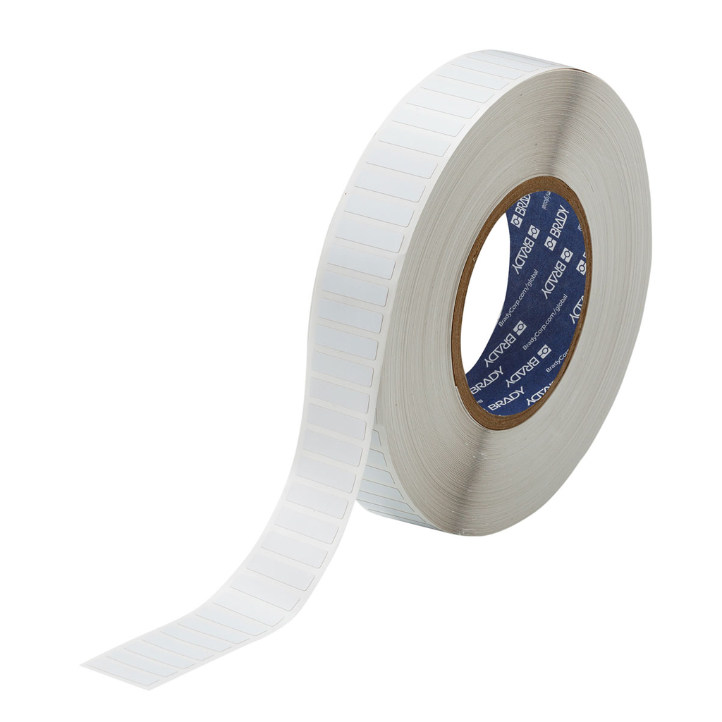 Product image for Brady THT-103-728-10 Matte Polyimide Labels, 0.25" H x 1" W, Roll of 10000 Labels, White
