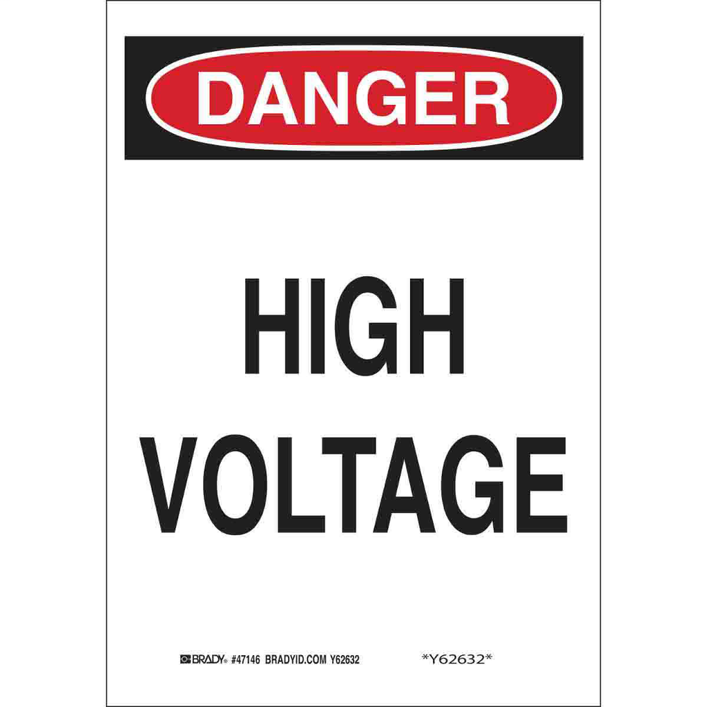 Brady 84879 DANGER High Voltage Sign, 14" H x 10" W x 0.006" D, Polyester Product image for Brady 84879 DANGER High Voltage Sign, 14" H x 10" W x 0.006" D, Polyester