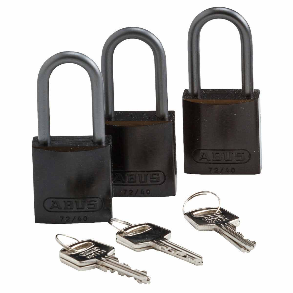 Product image for Brady 123433 ABUS Standard Size Aluminum Padlocks - 6-Pin Cylinder, 1.5 in. Shackle Clearance, Keyed Alike
