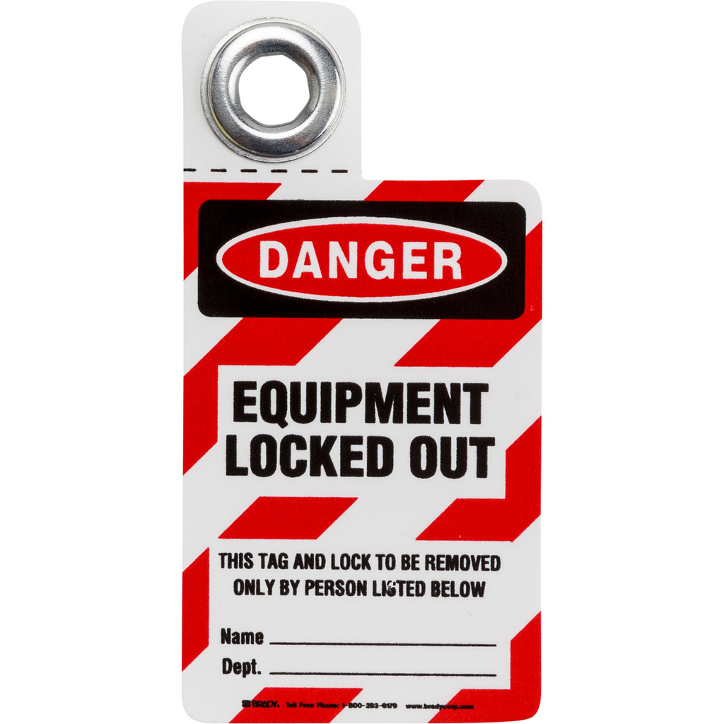 Product image for Brady 105722 Equipment Locked Out Tag, 3" H x 2" W