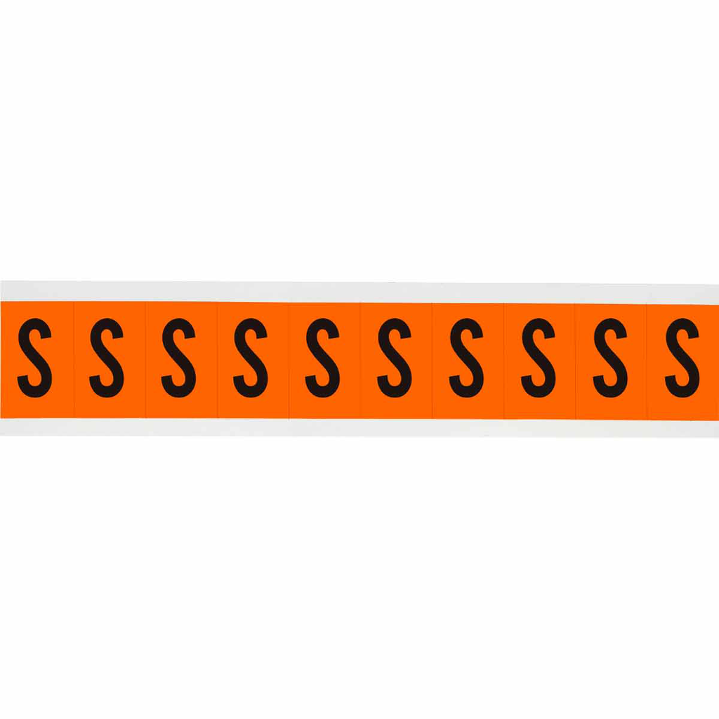 Product image for Brady 6560-S Outdoor Utility Pressure Sensitive Vinyl Letter Labels - 1" H, Black on Orange, S