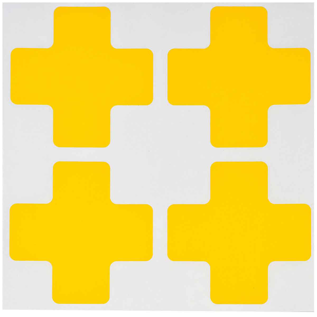 Product image for Brady 104469 ToughStripe® Floor Marking Tape Cross-Shaped Center Marks - Polyester, Solid Color, Yellow, 2" x 5"