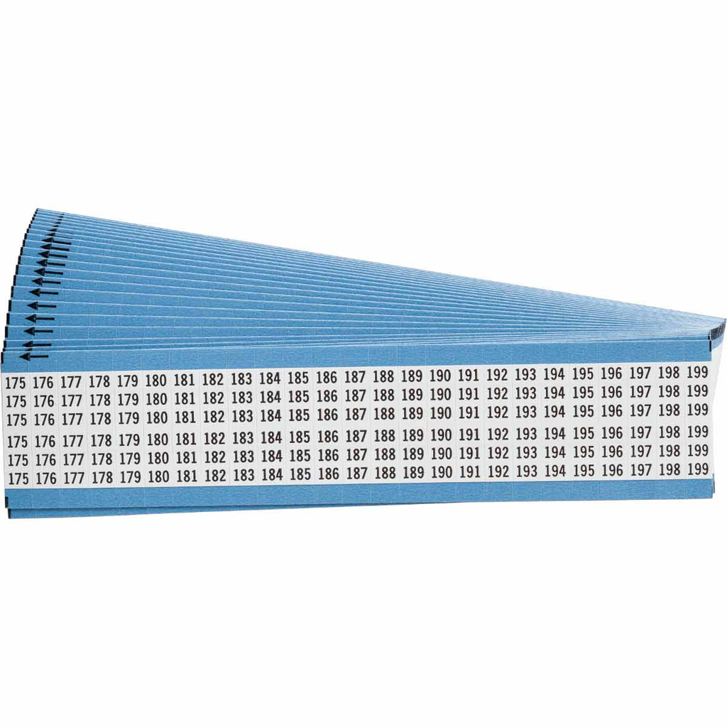 Product image for Brady WM-175-199-PK Wire Marker Card - Repositionable Vinyl Cloth, Legend 175 to 199