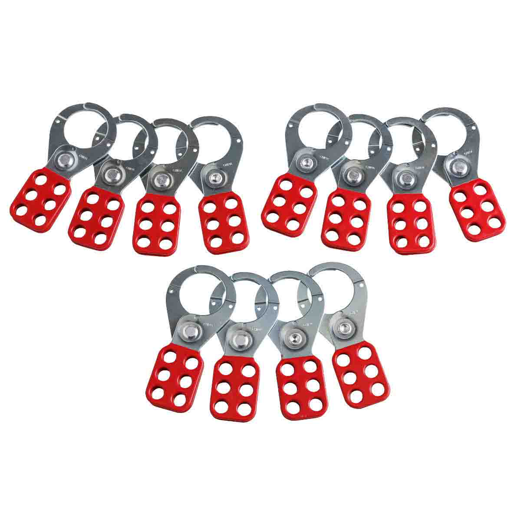 Brady 65376 12-Pack 1.5 Inch Jaw 3/8 Inch Shackle Vinyl Coated Steel Group Lockout Hasp with Tabs Brady 65376 12-Pack 1.5 Inch Jaw 3/8 Inch Shackle Vinyl Coated Steel Group Lockout Hasp with Tabs