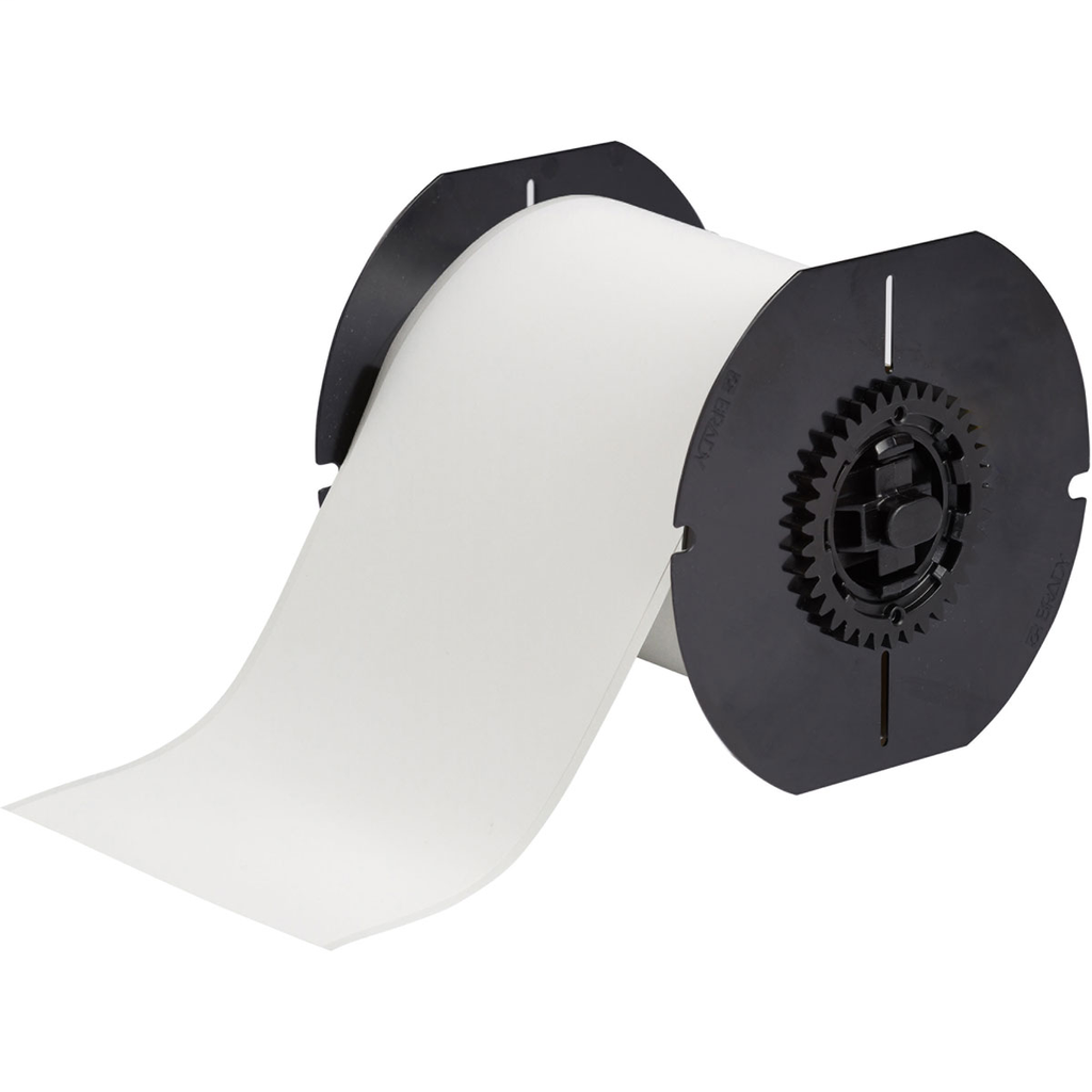 Product image for Brady B30C-4000-855-WT B30 Series ToughWash Polyester Labels, 4" W x 50' L, White