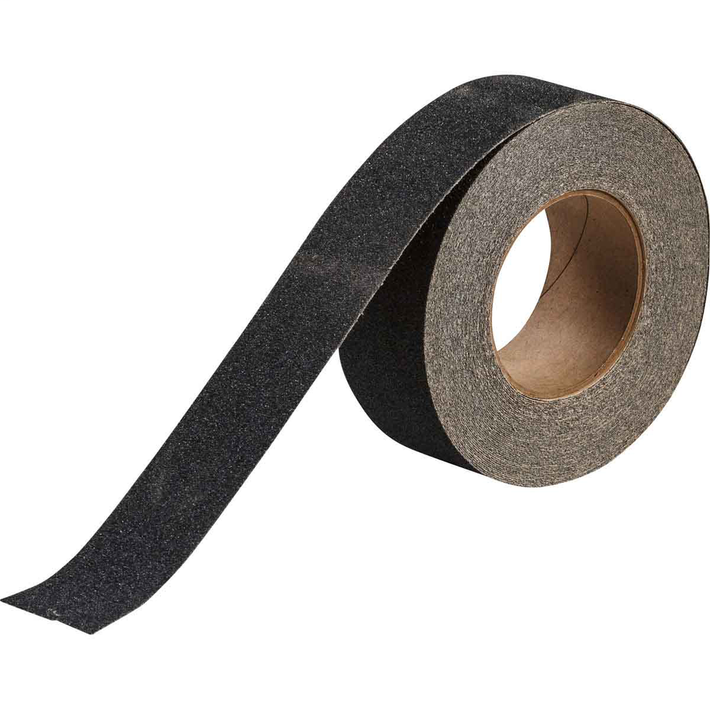 Product image for Brady 52423 Anti-Skid Tape Roll - Grit-Coated Polyester, Solid Color, Black, 2" x 60'