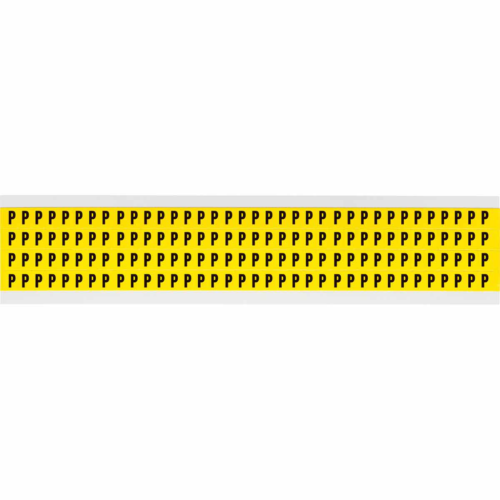 Product image for Brady 3400-P 0.25" Character Height Black on Yellow Repositionable Numbers and Letters, P