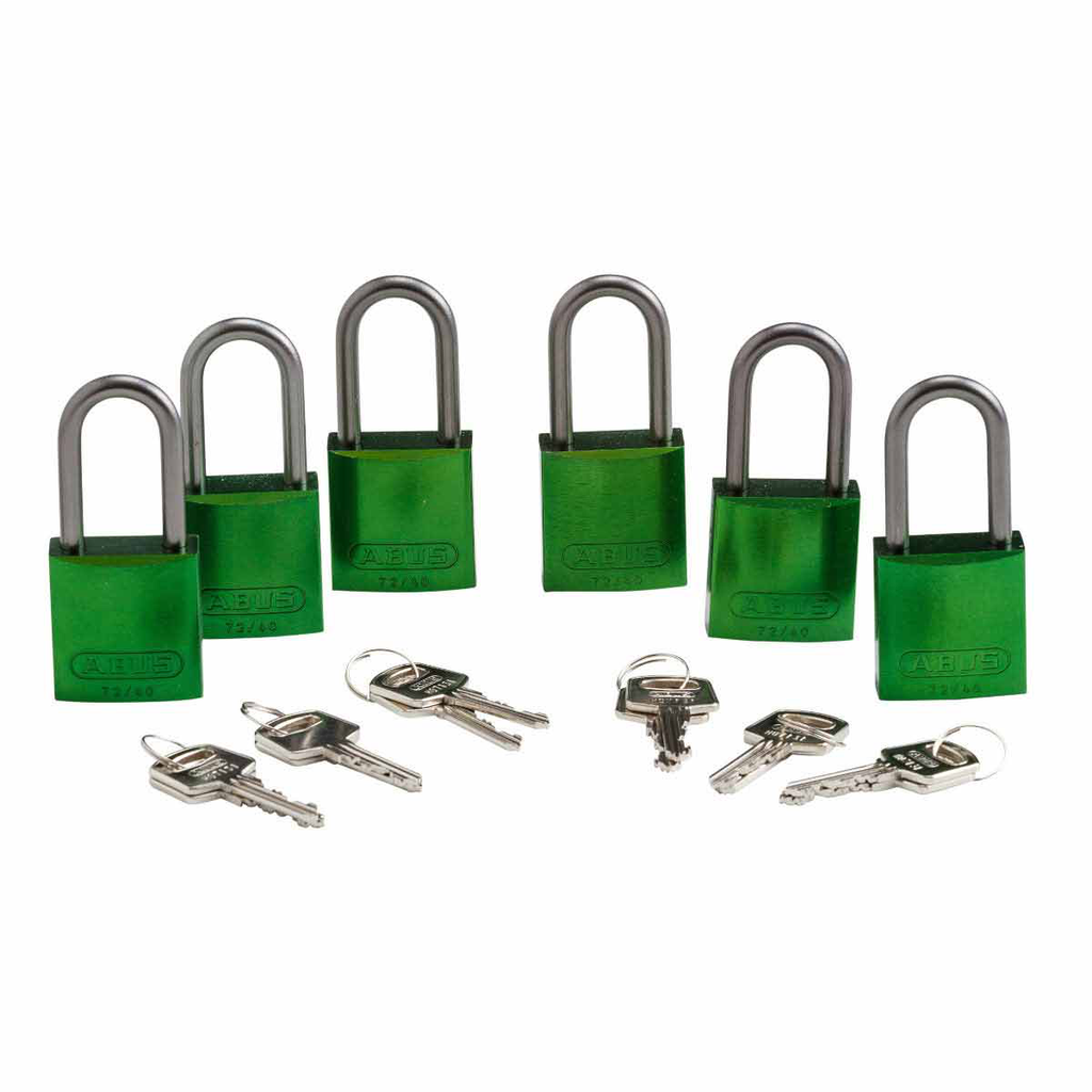Product image for Brady 105885 ABUS Standard Size Aluminum Padlocks - 6-Pin Cylinder, 1.5 in. Shackle Clearance, Keyed Alike