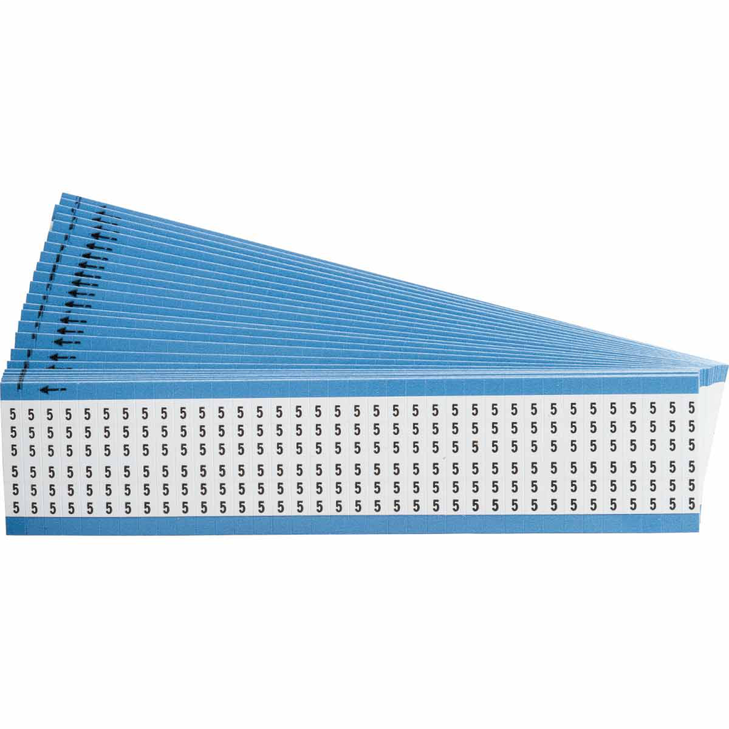 Product image for Brady WM-5-PK Pre-printed 5 Wire Markers, Black on White, Legend 5