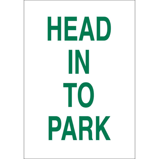 Product image for Brady 70376 Head In To Park Sign, 18" H x 12" W x 0.1" D, Fiberglass
