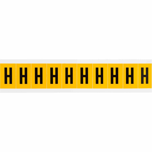 Product image for Brady 1530-H 15 Series Pressure Sensitive Vinyl Letter Labels - 1" H, Black on Yellow, H