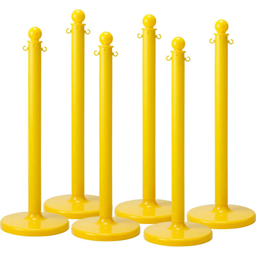 Product image for Brady 80944 BradyLink Warning Posts, Yellow, 40" H x 2.5" Dia, Polyethylene, Pack of 6 Each