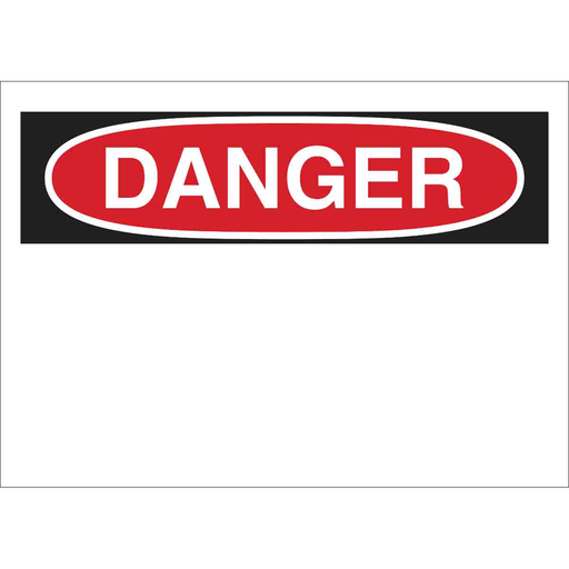 Product image for Brady 88925 Blank DANGER Sign, 7" H x 10" W x 0.006" D, Black/Red on White, Polyester