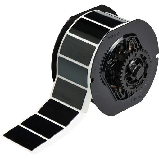 Product image for Brady B30EP-173-593-BK B30 Series Raised Panel Polyester Labels, 1" H x 2" W, Roll of 300 Labels, Black