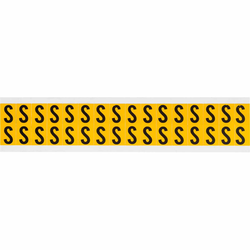 Product image for Brady 1520-S 15 Series Pressure Sensitive Vinyl Letter Labels - 0.625" H, Black on Yellow, S