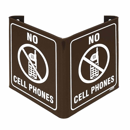 Product image for Brady V1CP45A V No Cell Phones Sign, 6" H x 9" W x 4" D, Acrylic