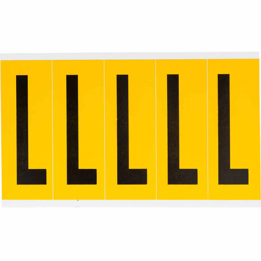 Product image for Brady 1560-L 15 Series Pressure Sensitive Vinyl Letter Labels - 3.875" H, Black on Yellow, L