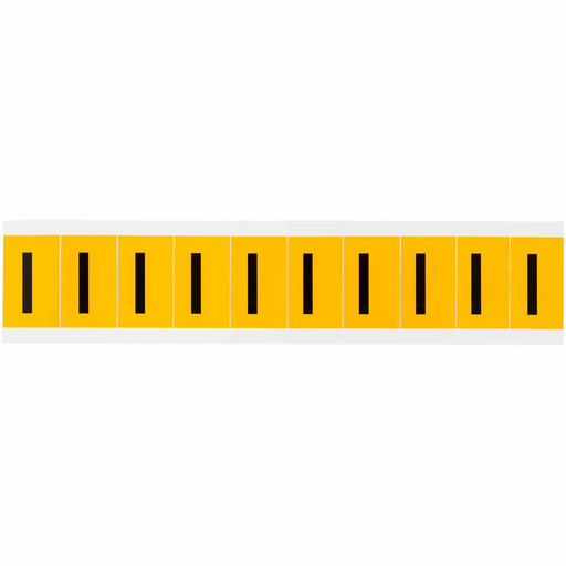 15 Series Pressure Sensitive Vinyl Letter Labels - 1" H, Black on Yellow, I