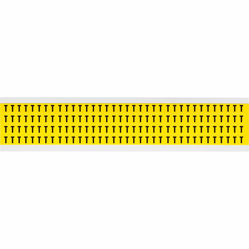 Product image for Brady 3400-T 0.25" Character Height Black on Yellow Repositionable Numbers and Letters, T
